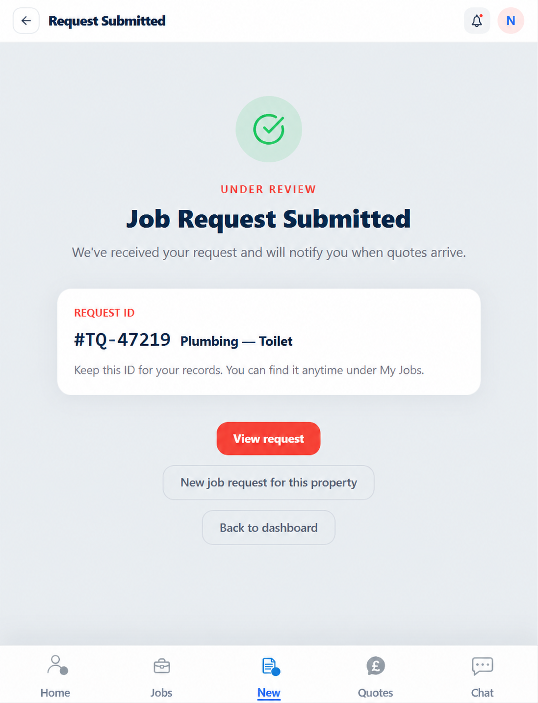 Create job requests - Mobile App